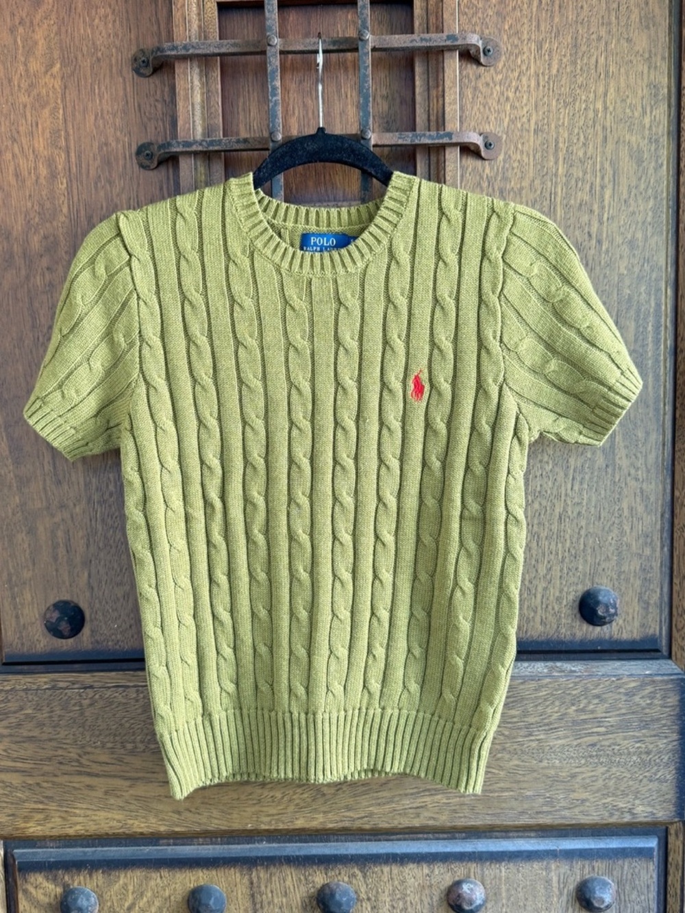 Polo by Ralph Lauren Olive Green Cable-Knit Crewneck SweaterSize S